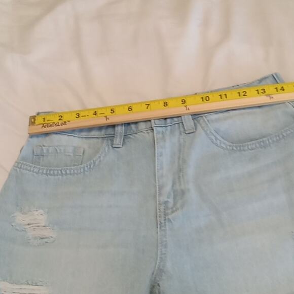 YMI Dream Women's lite washed denim distressed cuffed Large Shorts. FESTIVAL - Picture 6 of 8